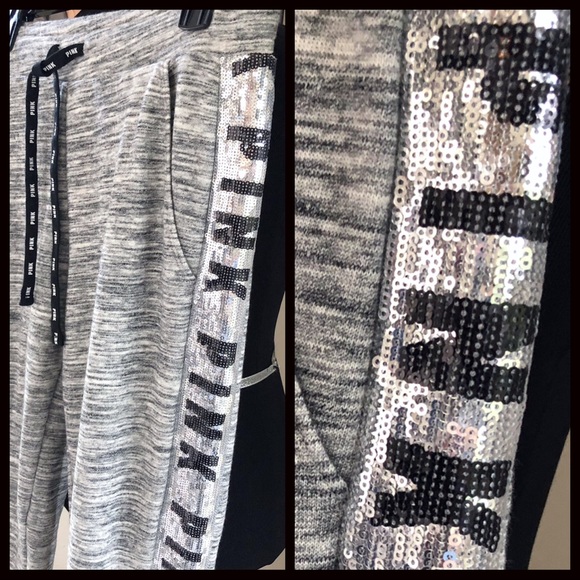 NWT VS PINK Bling Skinny Joggers Sequin Logo Leg - Picture 6 of 8